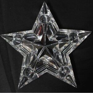 Mikasa Stellar Star 5 Hole Lead Crystal Candle Holder Clear Xmas Centerpiece